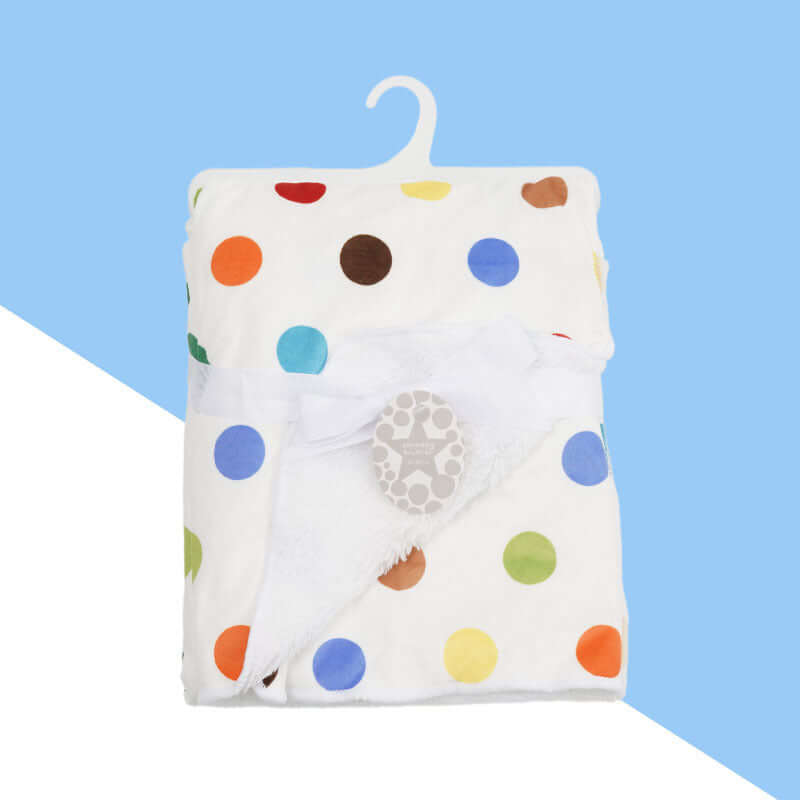 Ultra- soft plush baby blanket in colorful dots design