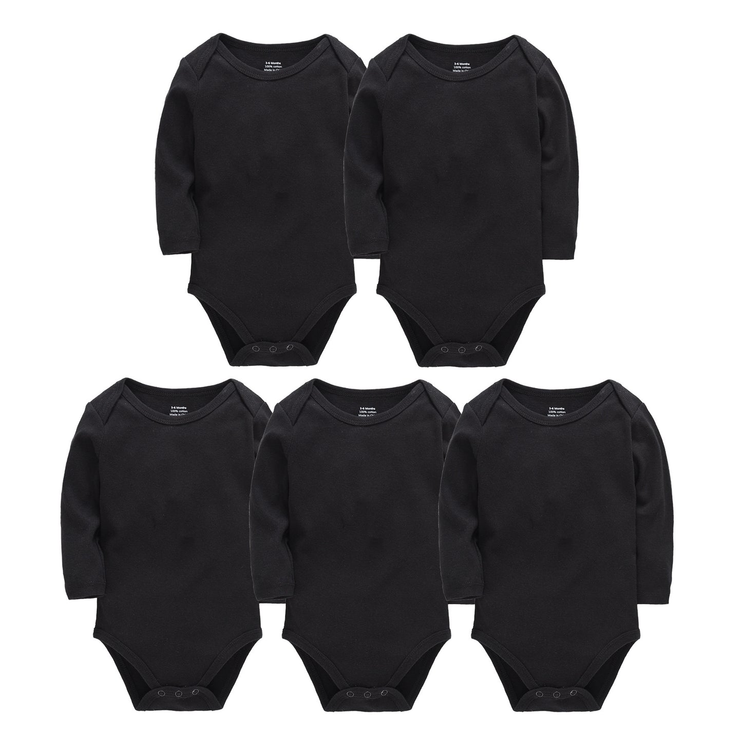 The 100% Pure Cotton Long-Sleeve Onesies - Pack of 5