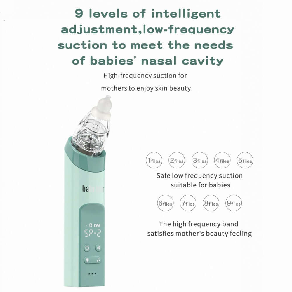 baby nasal aspirator with 9 levels of suction to easily help you resolve all forms of snot