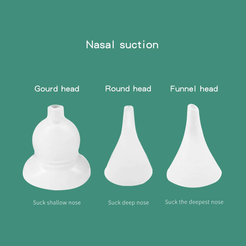 baby nasal aspirator with 3 different tip attachments gourd head, round head, funnel head